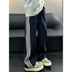 批发美式冰丝条纹裤子男款夏季薄款宽松直筒运动裤cleanfit速干休闲裤