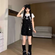 批发小众2026年爆款可爱背带短裤夏季小猫明媚网红复古星星时尚背带裤