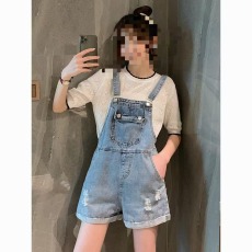 批发牛仔背带短裤女夏韩版宽松可爱高腰显瘦洋气减龄小个子网红连体裤