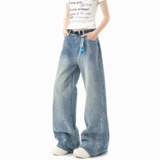 批发<b class='q'>秋</b>季美式休闲痞帅设计感复古牛仔裤男直筒宽松高街阔腿个性长裤子