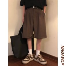 批发2026日系复古宽松休闲美式短裤西裤直筒学生中裤五分裤<b class='q'>男</b>女<b class='q'>裤子</b>
