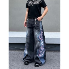 批发新款美式水洗微喇牛仔裤男款<b class='q'>春</b>秋季宽松休闲阔腿裤潮牌vibe流行