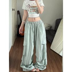 批发美式伞兵裤褶皱<b class='q'>设计</b>感冰丝裤女夏季薄速干运动裤户外休闲登山裤子