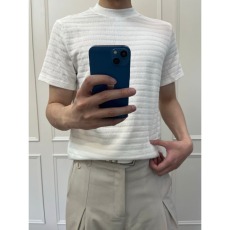 批发轻奢纯色短袖T恤<b class='q'>男士</b>夏季新款泡泡纱高端肌理圆领半袖体恤打底衫