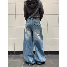 批发2026秋季新款美式潮牌弯刀牛仔裤<b class='q'>男</b>时尚高街<b class='q'>休闲</b>宽松直筒阔腿<b class='q'>长裤</b>