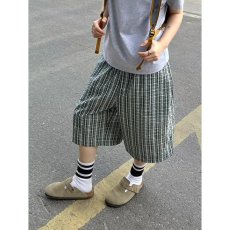 批发美式复古格纹休闲<b class='q'>短裤</b><b class='q'>男</b>女夏季潮牌日系慵懒风宽松阔腿七分裤