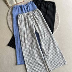 批发春秋薄款泡泡格阔腿休闲裤男潮牌格子宽松<b class='q'>运动</b><b class='q'>百搭</b>速干透气直筒裤