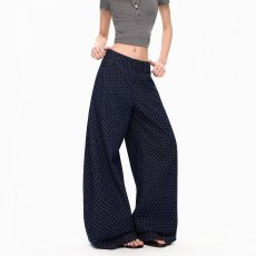 批发美式复古波点直筒牛仔裤男女夏季高街<b class='q'>设计</b>感宽松显瘦垂感阔腿裤