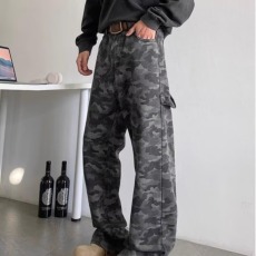 批发迷彩工装<b class='q'>牛仔裤</b><b class='q'>男生</b>高街春季新款高腰阔腿宽松显瘦拖地裤ins潮