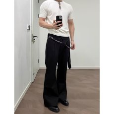 批发夏季侧边打褶高级感通勤立体廓形西裤男女简约百搭宽松休闲长裤