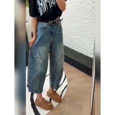 批发时尚洋气工装裤大码<b class='q'>牛仔</b>裤女梨型身材宽松遮肉显瘦阔腿气球<b class='q'>哈伦裤</b>