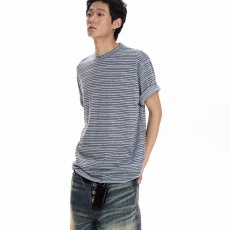 批发美式条纹短袖T恤<b class='q'>男</b>夏季港风宽松ins潮牌休闲半袖体恤打底衫上衣