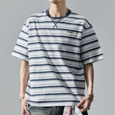 批发美式条纹扎染短袖<b class='q'>T</b><b class='q'>恤</b>男上衣酷帅圆领半袖打底衫休闲百搭夏季新款