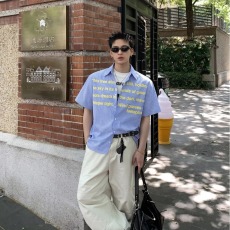 批发2026夏季<b class='q'>男士</b>短袖<b class='q'>衬衫</b>潮流韩版印花高级感<b class='q'>衬衣</b>薄款凉爽半袖上衣服