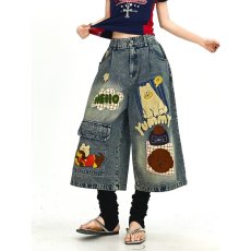 批发夏季美式休闲痞帅重磅复古破洞牛仔<b class='q'>短裤</b><b class='q'>男</b>直筒宽松高街七分裤潮牌