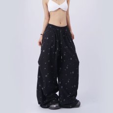 批发星空点点休闲裤女夏季薄款绣花家居裤可外穿有口袋系绳拖地长裤