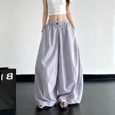批发冰丝<b class='q'>原创</b>设计阔腿裤女2026夏季新款松紧高腰弯刀防晒宽松休闲裤子