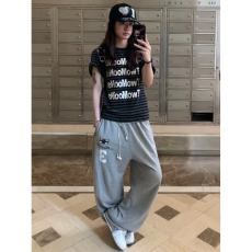 批发美式<b class='q'>街头</b>复古宽松休闲拖地直筒卫裤秋季男新款高级感抽绳休闲裤