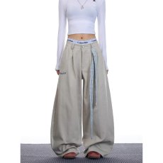 批发休闲裤女2025春季新款美式<b class='q'>街头</b>拼接辣妹风宽松垂感阔腿裤