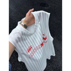 批发美式字母印花冰球服背心男夏季薄款无袖健身t恤速干运动坎肩<b class='q'>汗衫</b>