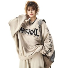 批发百搭时尚文艺<b class='q'>原宿</b><b class='q'>新款</b>美式水洗做脏秋卫衣女简约日系ins气质潮流