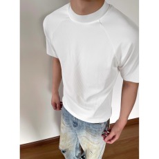 批发肌理感正肩塑性短<b class='q'>袖</b>夏季男款健身运动塑形T恤美式潮牌螺纹<b class='q'>半截</b><b class='q'>袖</b>