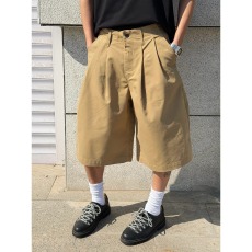 批发杏色工装短裤<b class='q'>男</b>夏季薄款小个子<b class='q'>西装</b>7分裤宽松显瘦高腰阔腿裤子