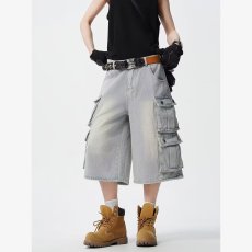 批发新款ins文艺无<b class='q'>品牌</b>日系美式vibe多口袋七分牛仔工装裤女流行原宿
