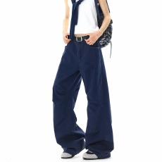 批发cleanfit高级感<b class='q'>休闲裤</b>女<b class='q'>男</b>水洗藏青色宽松直筒宽裤