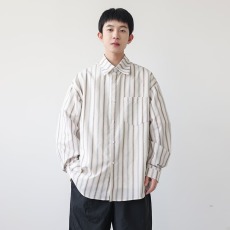 批发条纹长袖衬衫春秋学生日常防晒通勤简约休闲<b class='q'>薄外套</b><b class='q'>男</b>女