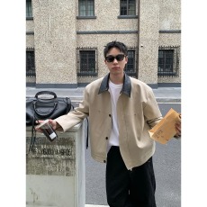 批发拼色翻领短款工装外套男<b class='q'>春</b>秋季美式cleanfit高级感痞帅飞行员夹克