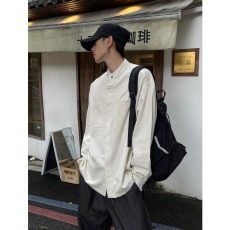 批发日系休闲衬衫男长袖秋季宽松百搭高级感立领开衫外套男