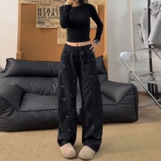 批发美式垂感破洞<b class='q'>休闲</b>裤女款春秋季薄款百搭潮流卫裤运动直筒阔腿裤子