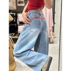 批发浅色牛仔裤女2026年新款<b class='q'>秋</b>季流行爆款宽松阔腿高腰显瘦窄版直筒裤