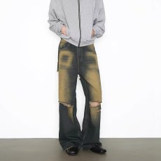 批发设计感破洞复古宽松新款<b class='q'>牛仔裤</b>直筒乞丐裤痞帅炸街潮牌阔腿裤<b class='q'>男生</b>