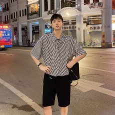批发短袖衬衫男夏季潮牌设计感小众高级感潮流痞帅<b class='q'>男装</b>宽松慵懒风衬衣