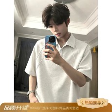 批发2026夏季新款解构拼接空气层短袖POLO衫<b class='q'>男</b>女复古潮牌情侣翻领<b class='q'>体恤</b>