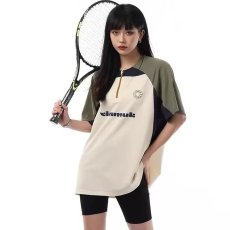 批发2026夏季美式<b class='q'>街头</b>时尚字母印花短袖拼接撞色潮牌男女同款短袖上衣