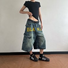 批发2026夏季工装复古阿美咔叽<b class='q'>牛仔</b>七分裤骑行机车<b class='q'>短裤</b>大口袋男款潮