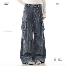 批发美式复古灯芯绒多口袋<b class='q'>设计</b>工装裤新款街头宽松阔腿裤直筒工装裤