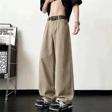 批发<b class='q'>男士</b>纯棉弯刀阔腿裤男2026新款秋季卡其色裤子美式宽松直筒工装裤