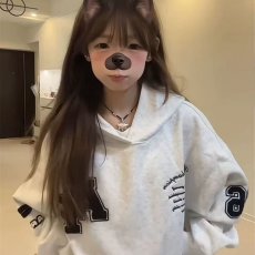 批发国潮牌美式高街字母刺绣连帽卫衣女秋冬季设计感宽松情侣上衣