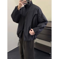 批发男装冬季加厚棉服美式休闲结构剪裁蝙蝠袖立领夹克宽松外套男