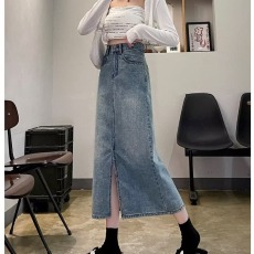 批发<b class='q'>牛仔</b>半身裙女夏季2026新款高腰中长款a字开叉薄款一步<b class='q'>包臀裙</b>子