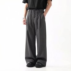 批发美式复古老钱风条纹阔腿西裤男潮流百搭<b class='q'>设计</b>感直筒休闲垂感长裤