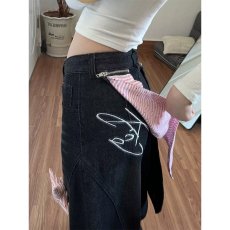 批发反穿<b class='q'>牛仔裤</b>男秋高级感原牛色刺绣弯刀美式复古街头宽松休闲裤