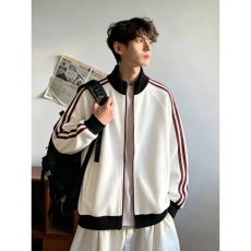 批发潮流美式复古条纹情侣装立领<b class='q'>外套</b><b class='q'>男</b>潮牌宽松休闲运动百搭<b class='q'>夹克</b>新款