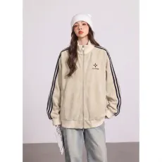 批发美式三条杠荔枝纹pu皮衣<b class='q'>外套</b><b class='q'>男</b>女秋复古潮牌防风机能运动立领<b class='q'>夹克</b>
