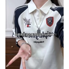 批发时尚美式撞色拼接翻领卫衣男款秋季字母上衣<b class='q'>潮牌</b>痞帅休闲长袖<b class='q'>T</b><b class='q'>恤</b>