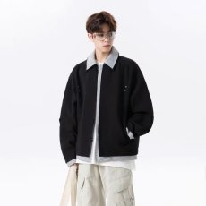 批发2025美式拼接工装外套男秋新款宽松大码飞行夹克潮牌复古休闲上衣